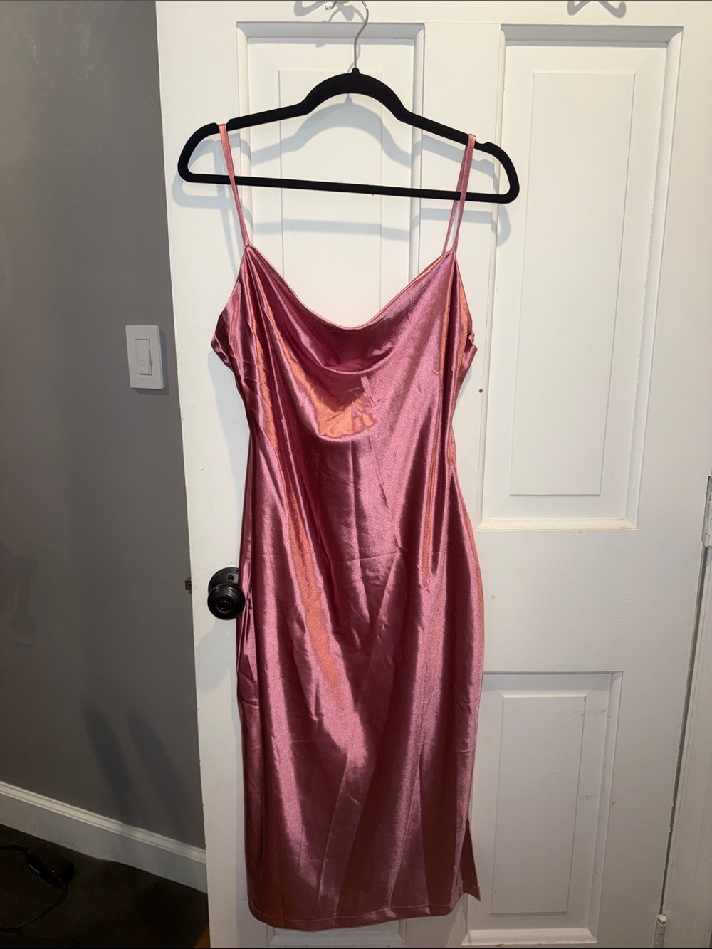 Satin Slip Dress in Rose Pink